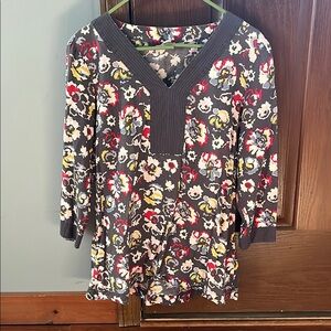 Boden Floral Tunic - Gray, Red, Yellow
